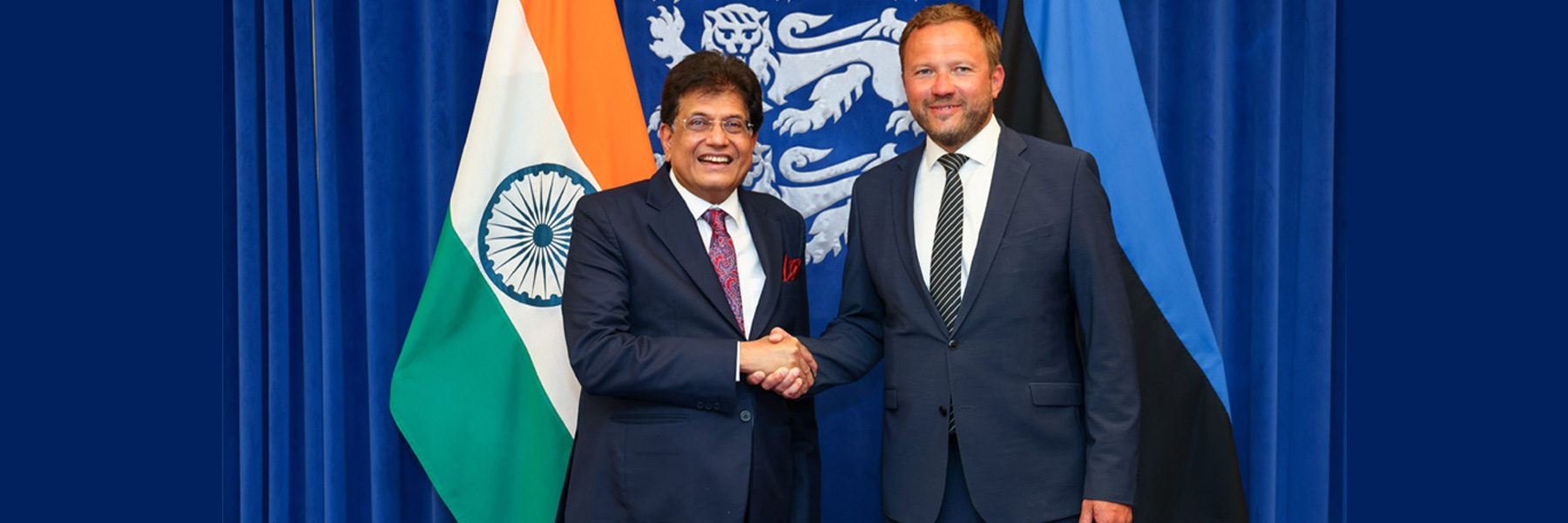 Minister Piyush Goyal meeting Foreign Minister Margus Tsahkna