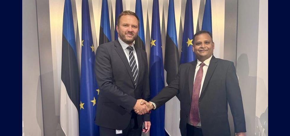 Ambassador Ashish Kumar Sinha with Foreign Minister Margus Tsahkna